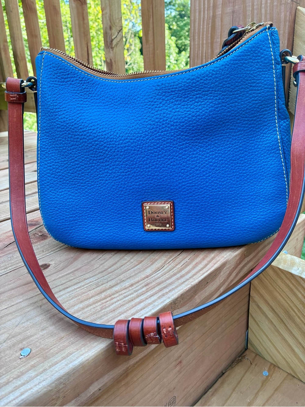 Dooney & Bourke Royal Blue Pebble Leather Shoulder Bag